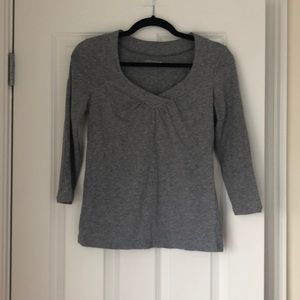 Ann Taylor Gray 3/4 Length Sleeve Shirt